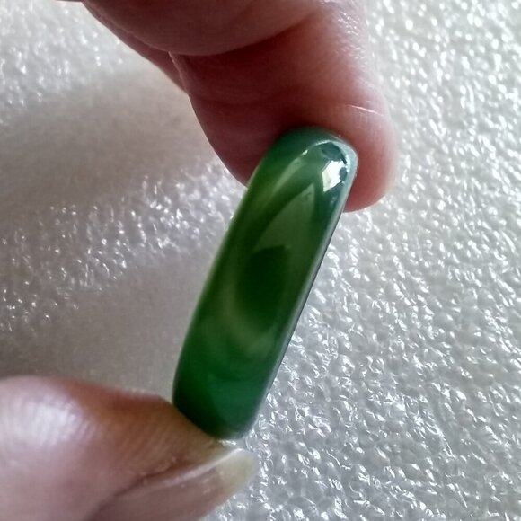 Multi-Hued Green Bands ~ Agate Stone Ring Size 7 ~ Friendship + Promise Rings - Picture 4 of 12